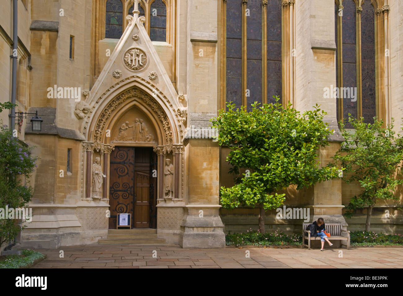 Oxford University, Exeter College Gardens and church, Cotswolds, England, July, 2009 Stock Photo
