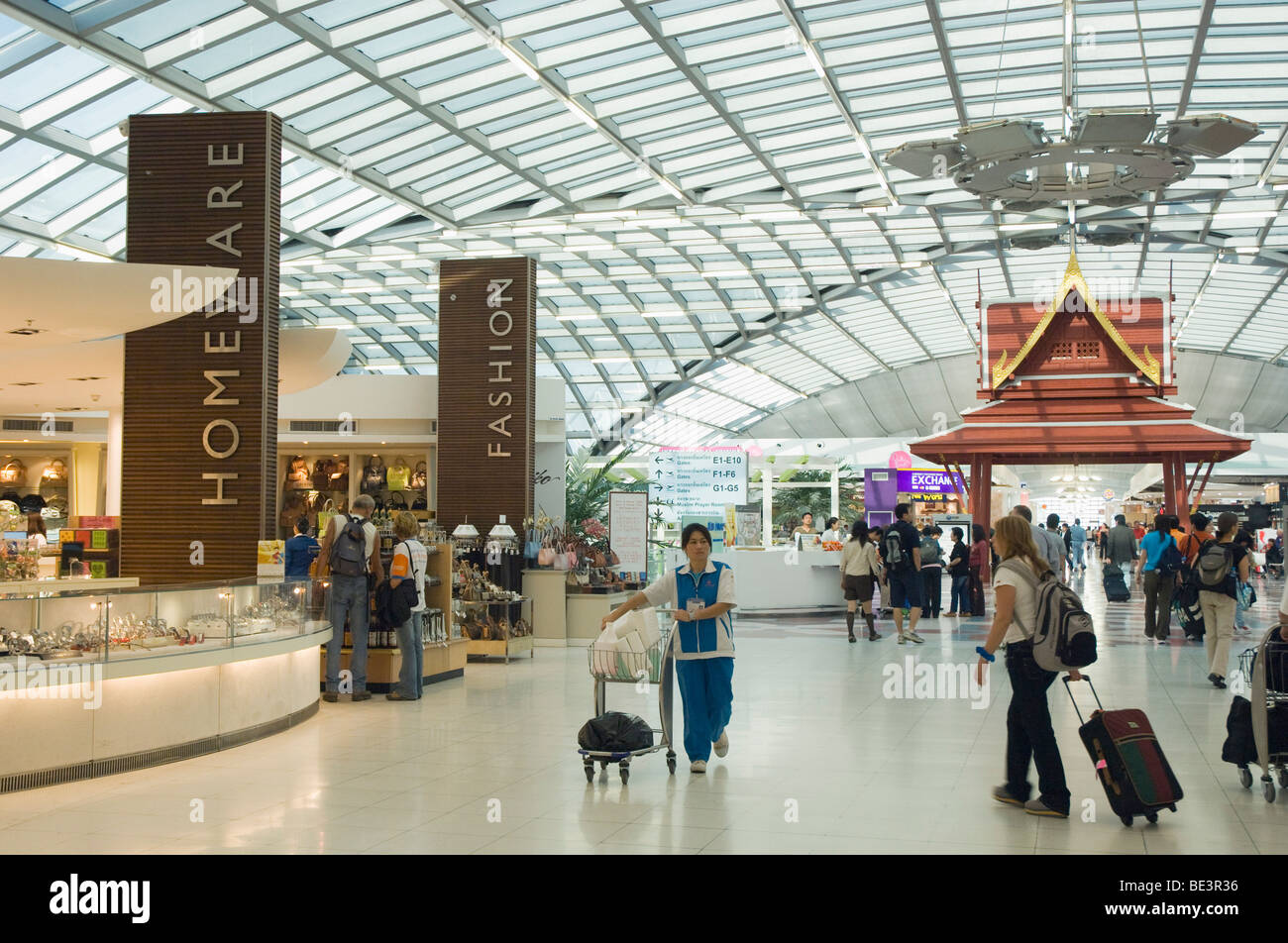 Travelers in the Suvarnabhumi Airport, Bangkok, Thailand, Asia Stock Photo