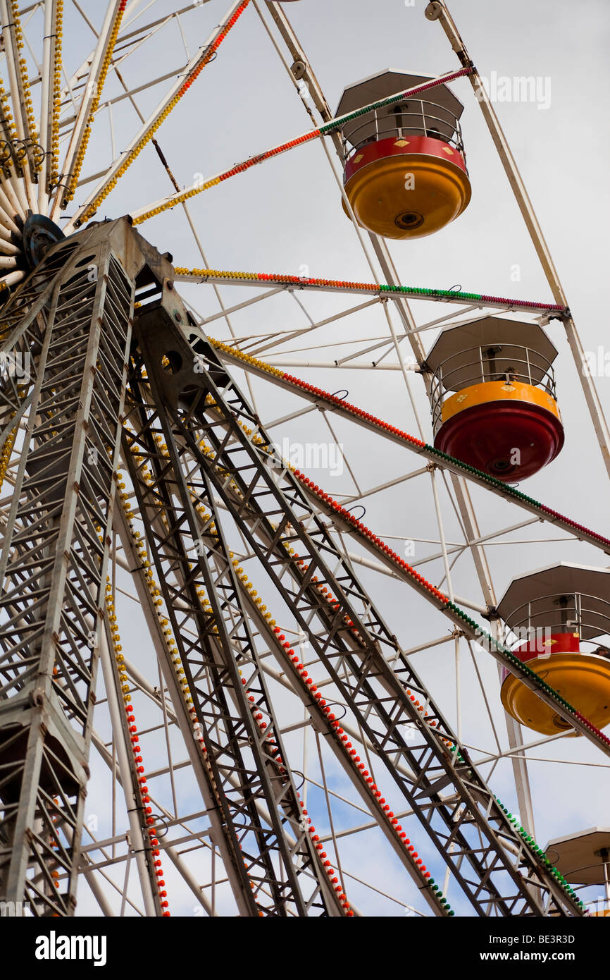 Portrait of Big Wheel constructed of steel with round bucket seating, fairground Stock Photo