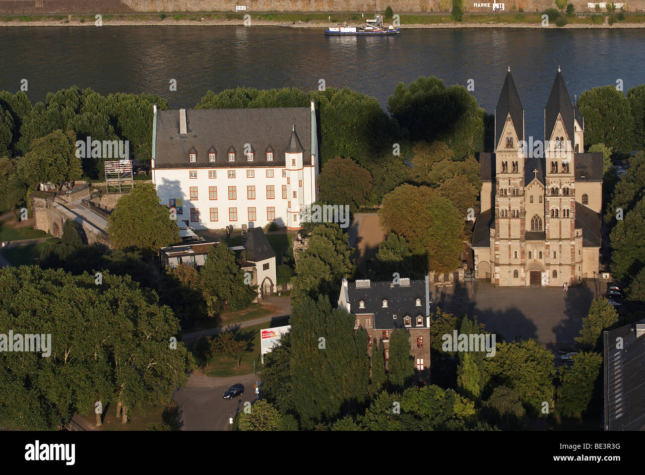 Deutschordenshaus House of the Teutonic Order and Basilica St. Kastor, Koblenz, Rhineland-Palatinate, Germany, Europe Stock Photo