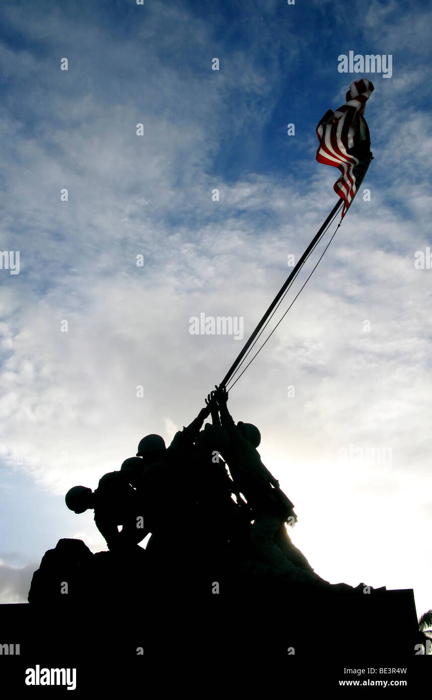 Silhouette of the Iwo Jima statue. Stock Photo