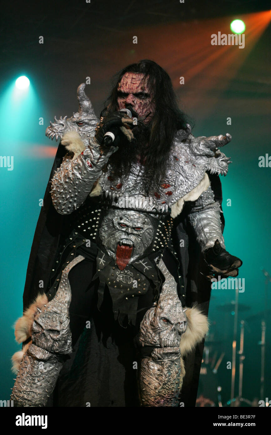 Finnish hard rock metal band Lordi live at the Rocksound Festival in Huttwil, Bern, Switzerland Stock Photo