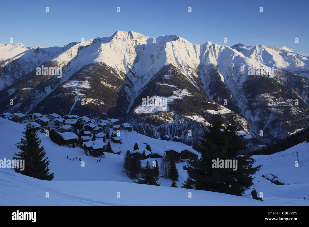 Mt Riederalp in winter, Aletsch Glacier, UNESCO World Heritage Site, Valais, Switzerland, Europe Stock Photo