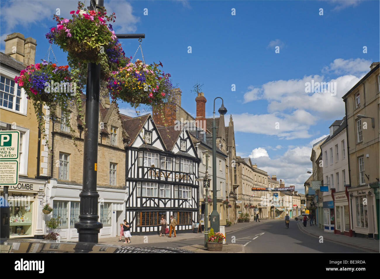 Cirencester, town centre, Market Place, Cotswolds, England, Stock Photo