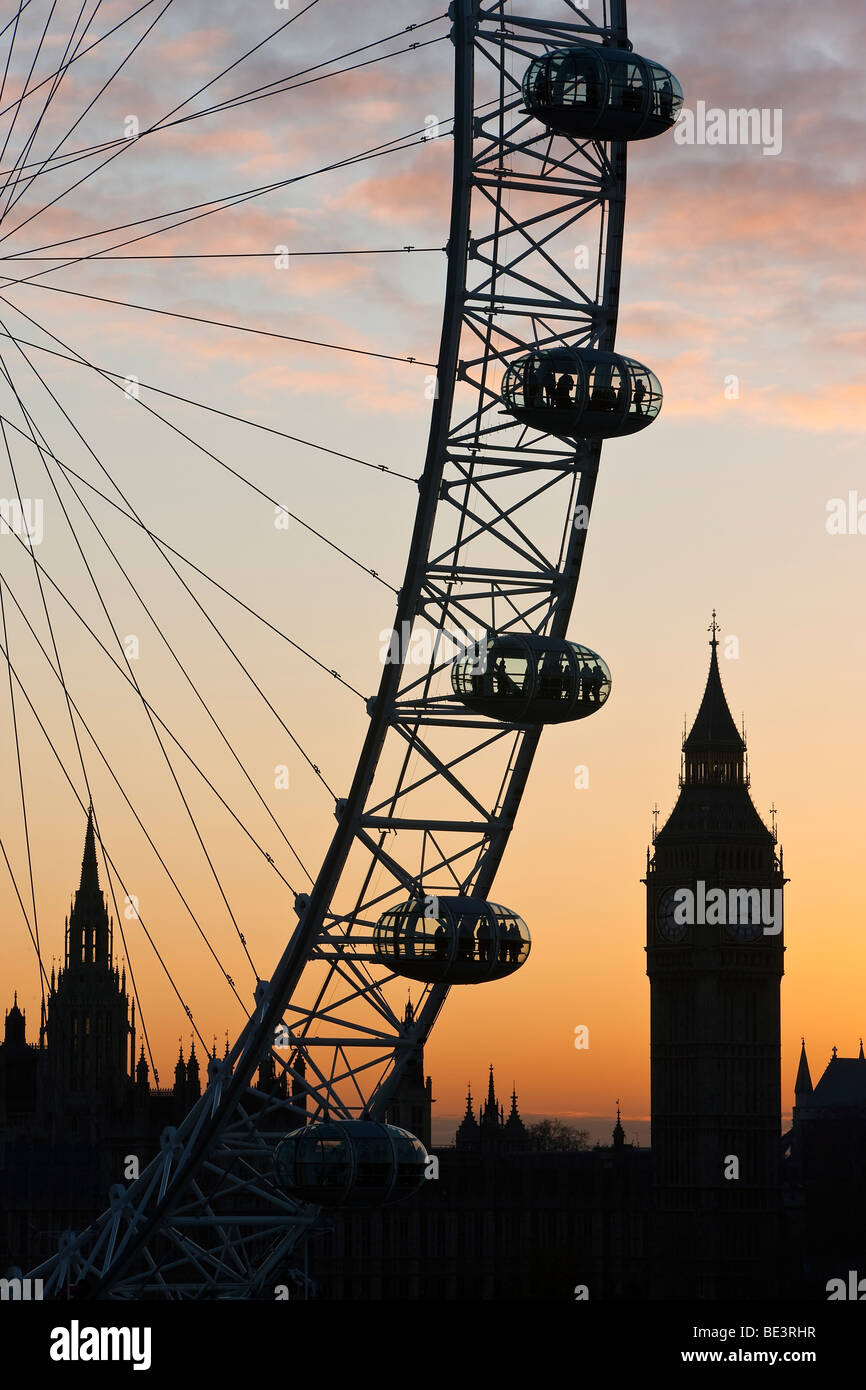 Millennium Ferris Wheel (London Eye) and Big Ben, London, England, United Kingdom Stock Photo