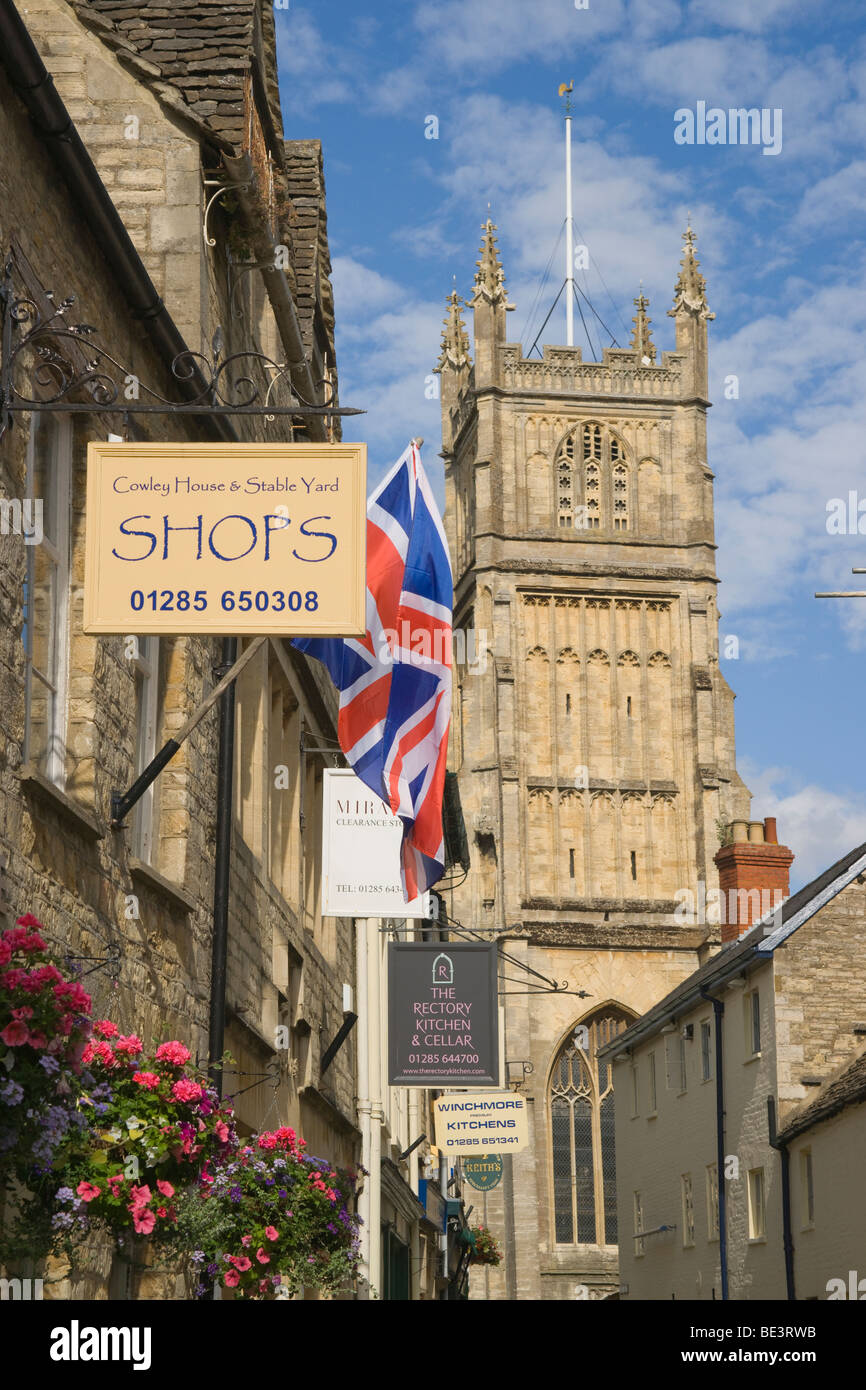 Cirencester Parish Church of St John Baptist, seen from Black Jack Street, Cotswolds, England, UK Stock Photo