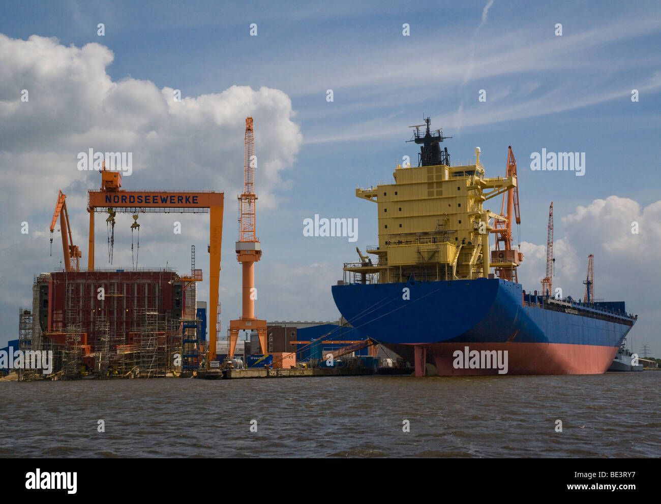 Germany, Lower Saxony, East Frisia, Nordseewerke shipyard at Emden harbour Stock Photo