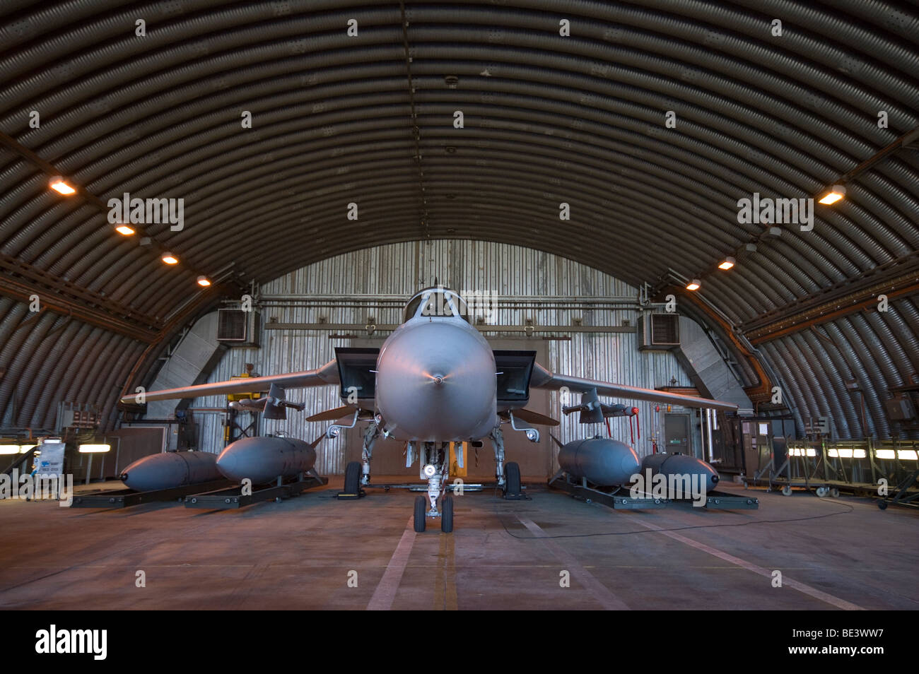 Tornado F3 in a Hardened Aircraft Shelter at RAF Leeming, Yorkshire Stock Photo