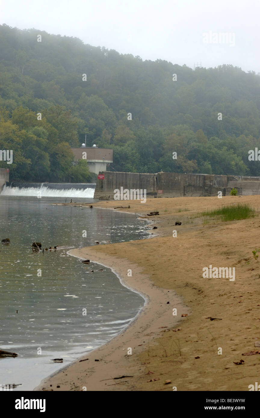 Sandy beach below the lock and dam number 10 on the Kentucky River at