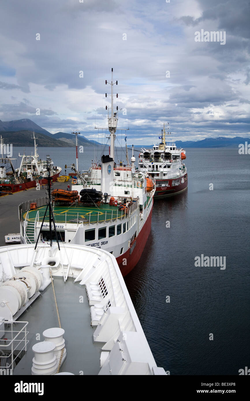 Antarctic ships berthed in Ushuaia (Antarctic Dream and Polar Star) Stock Photo