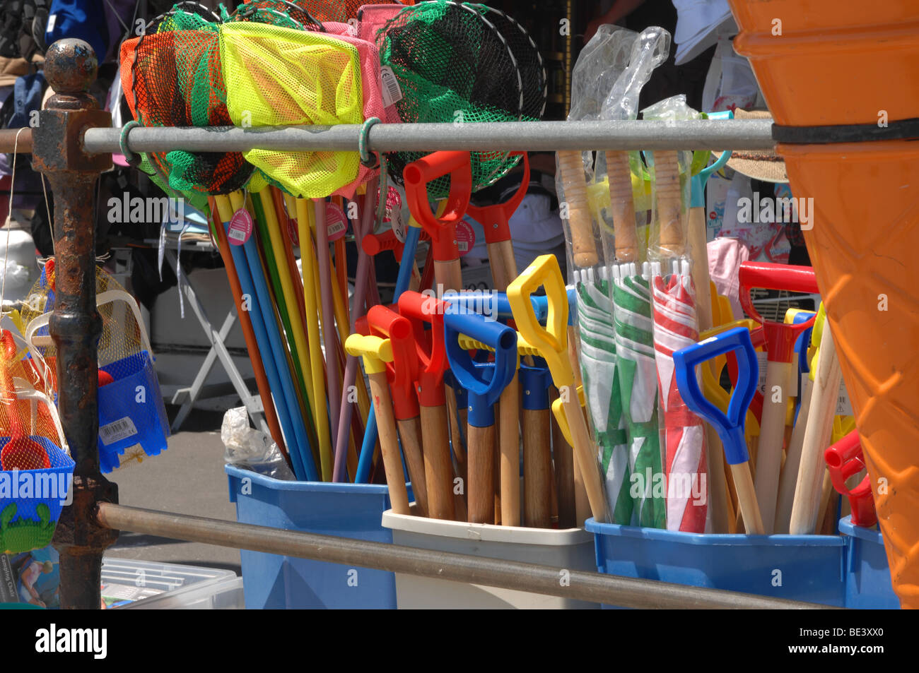 Plastic Buckets and Spades, Lyme Regis, Dorset, England Stock Photo Alamy