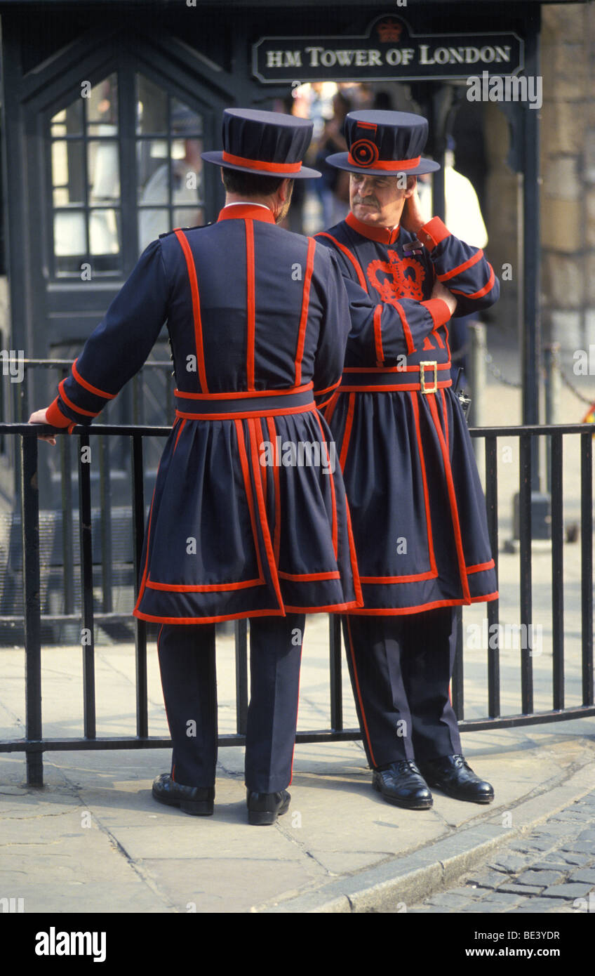 Tower guards in London Stock Photo
