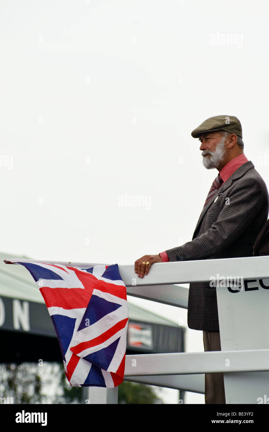 Prince Michael of Kent prepares to start a race at The Goodwood Revival 2009 Stock Photo