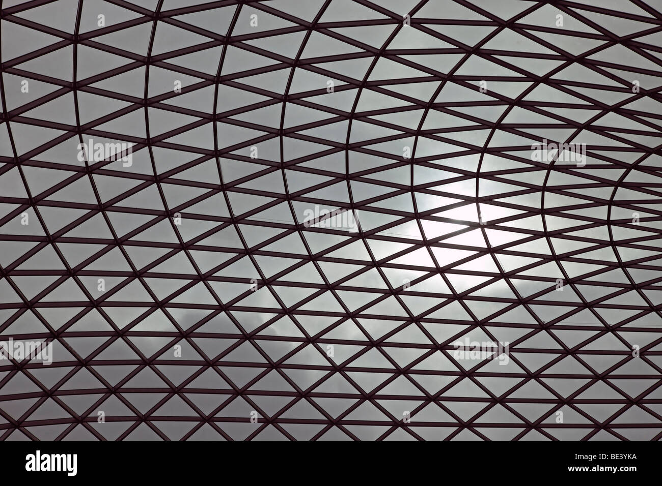 Cloud and sun viewed through the atrium roof of the British Museum Stock Photo