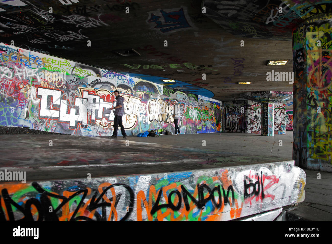Graffit artists on the South Bank London 11 Stock Photo