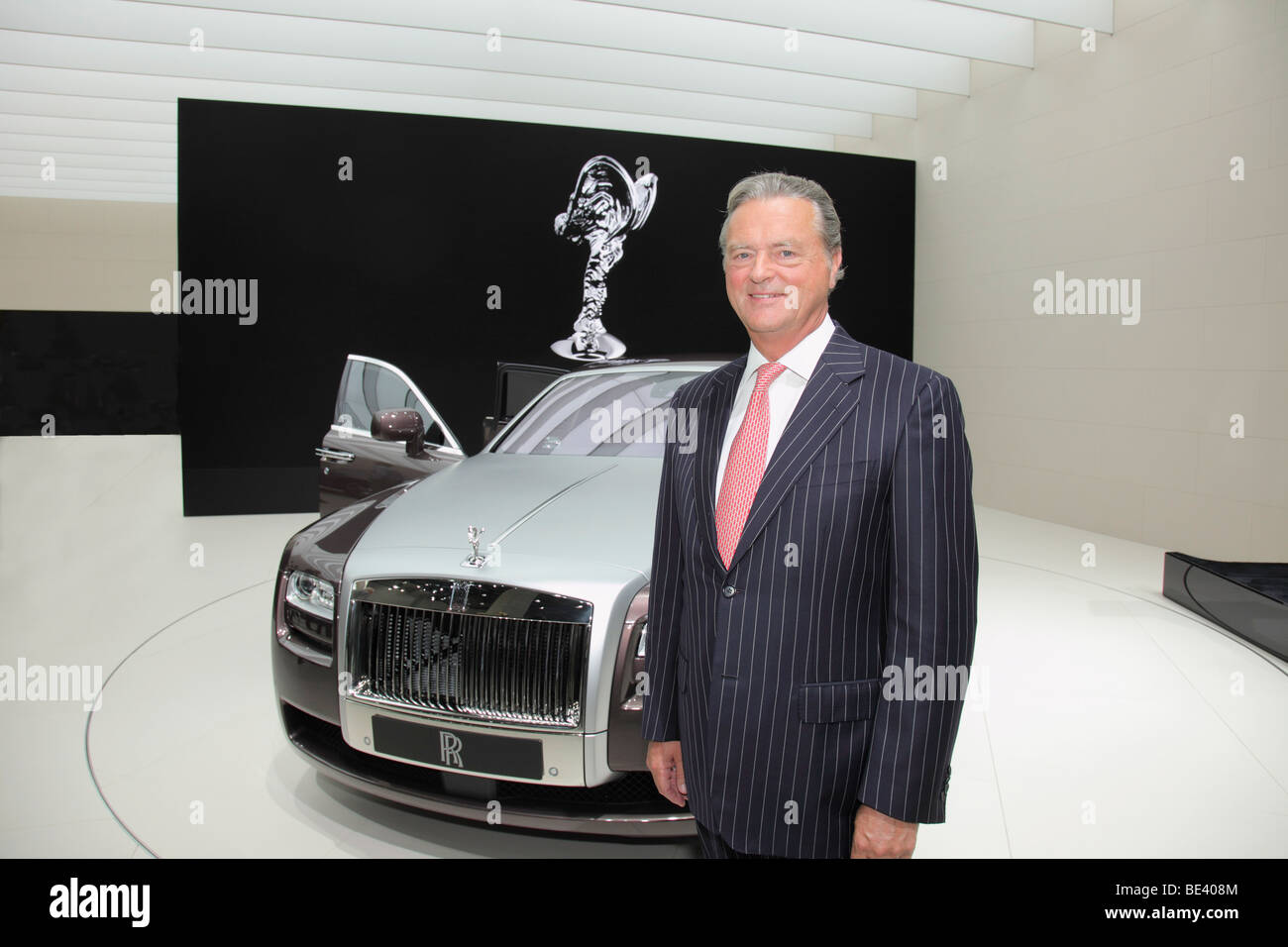 63th International Motor Show ( IAA ): Tom Purves, CEO of Rolls-Royce, presenting the new car model - Ghost - Stock Photo