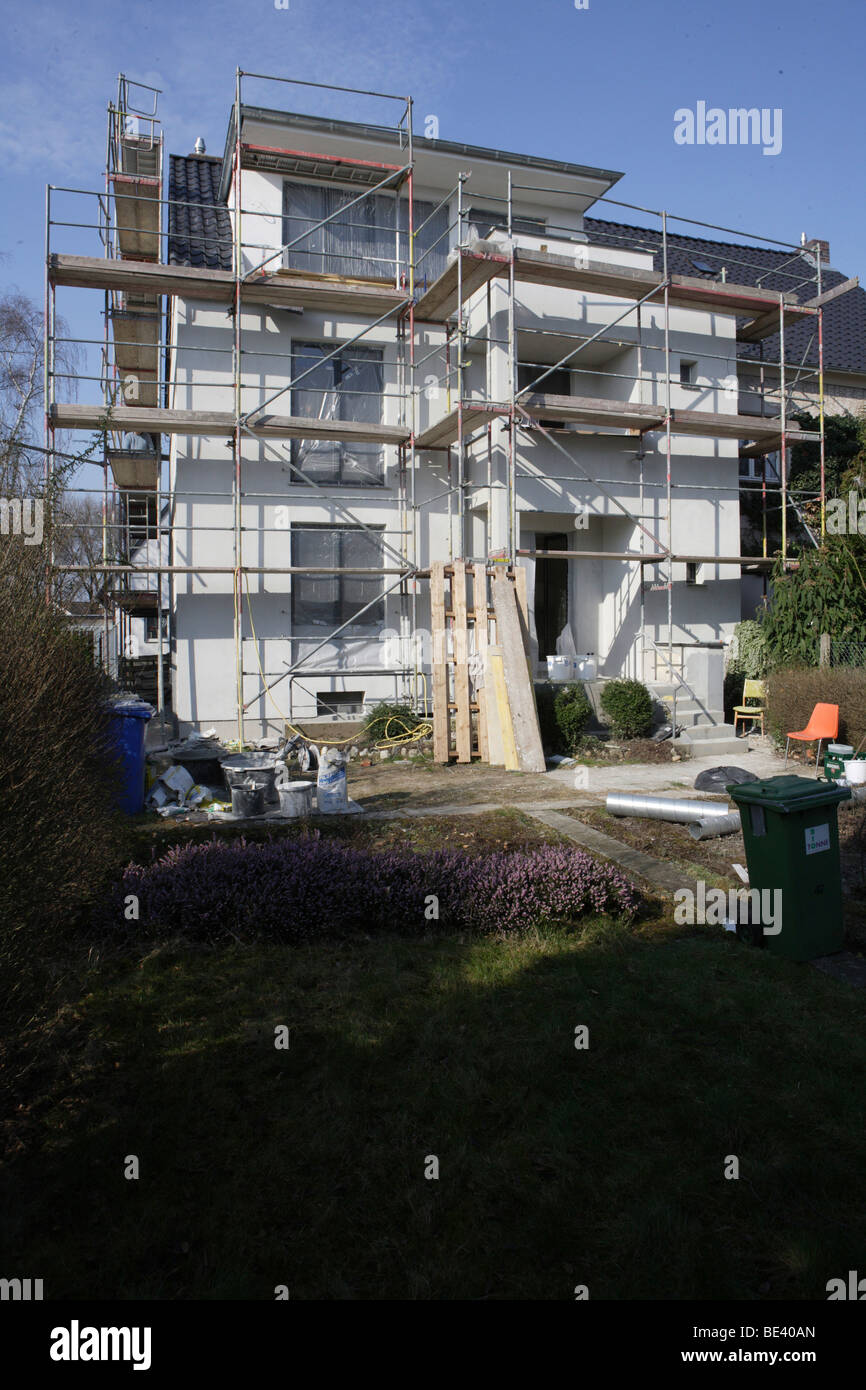 HOUSE WITH SCAFFOLD. Stock Photo