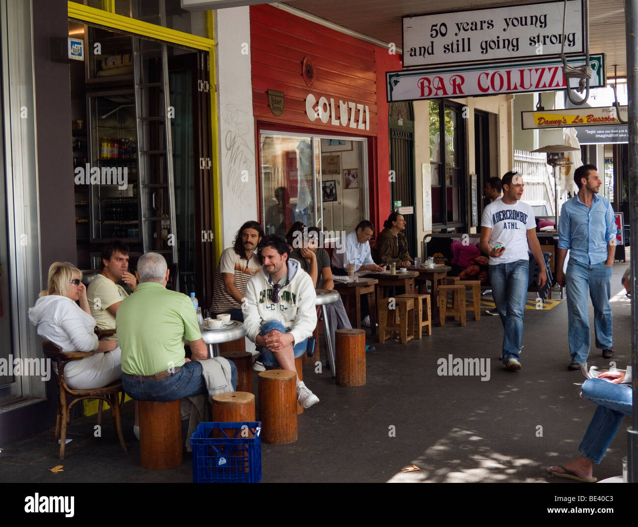 Coffee at Bar Coluzzi - a renowned cafe on Victoria Street in Darlinghurst. Sydney, New South Wales, AUSTRALIA Stock Photo