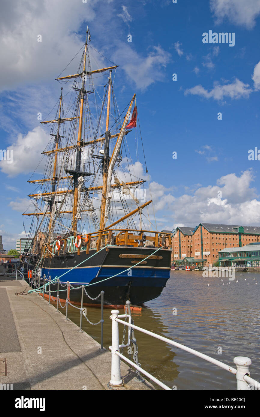 Gloucester docks, historic sailing ship, urban renewal Stock Photo Alamy