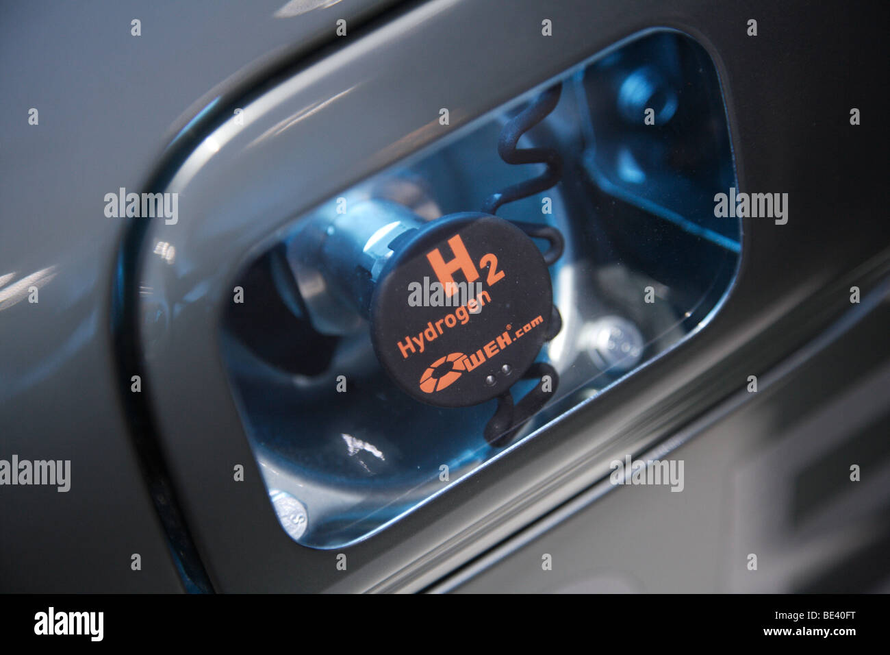 International Motor Show ( IAA ): Transparent fuel tank cap of a hydrogen driven Mercedes Benz car of the Daimler AG Stock Photo