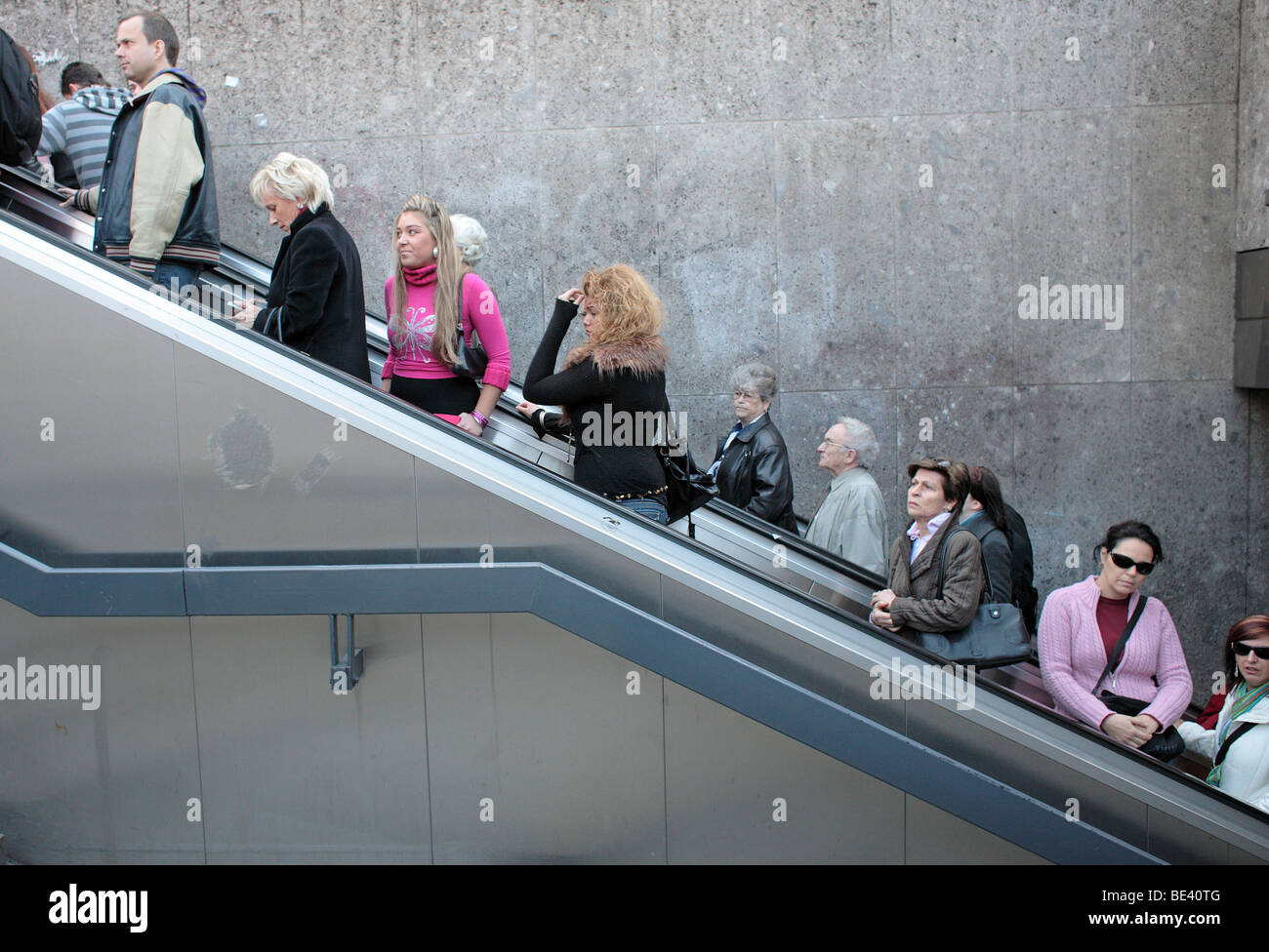 Rolltreppe am Stachus in Muenchen . Stock Photo