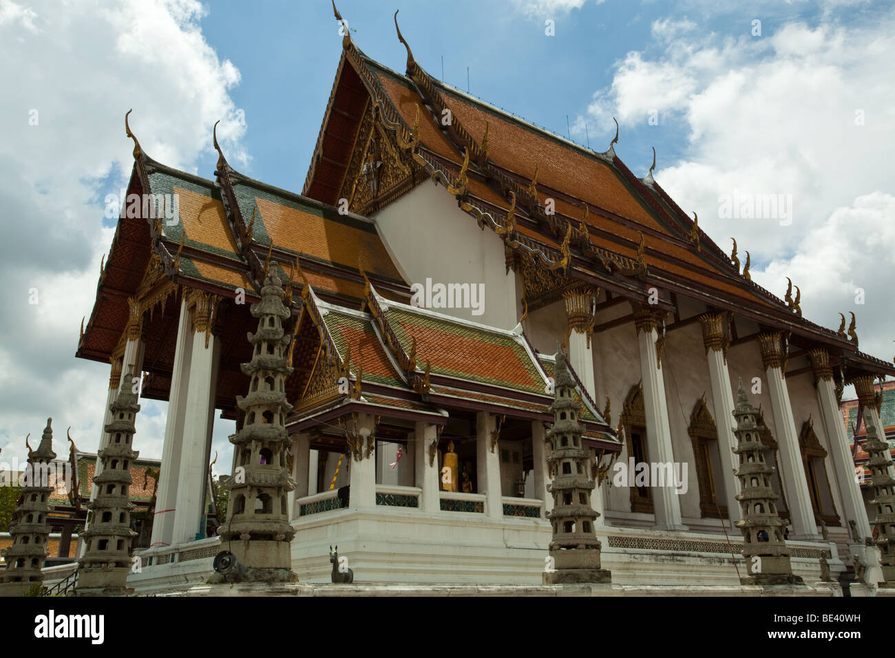 Wat Suthat Thepwararam, usually called Wat Suthat by Bangkok residents, is a royal temple of the first grade Stock Photo