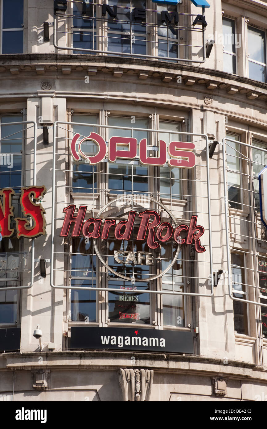 Corporation Street, Manchester, England, UK, Europe. Neon signs on The