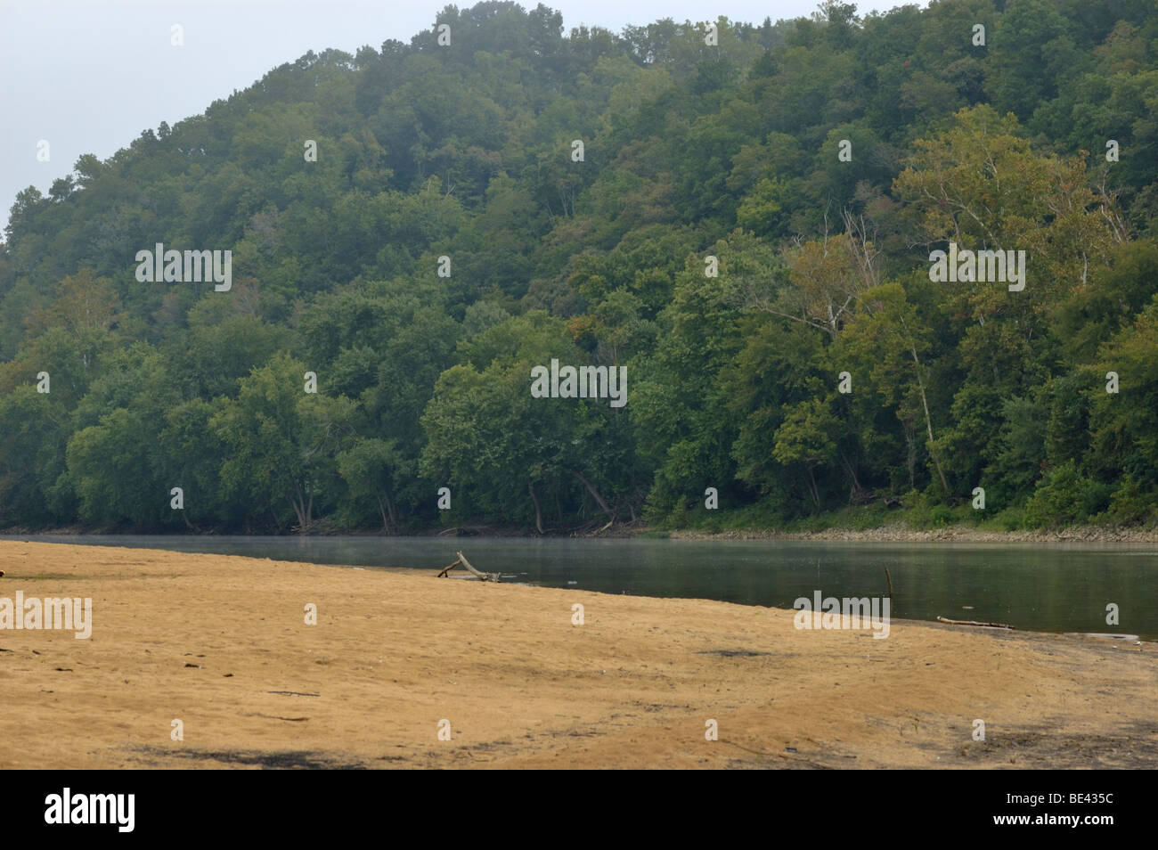 Sandy beach below the lock and dam number 10 on the Kentucky River at