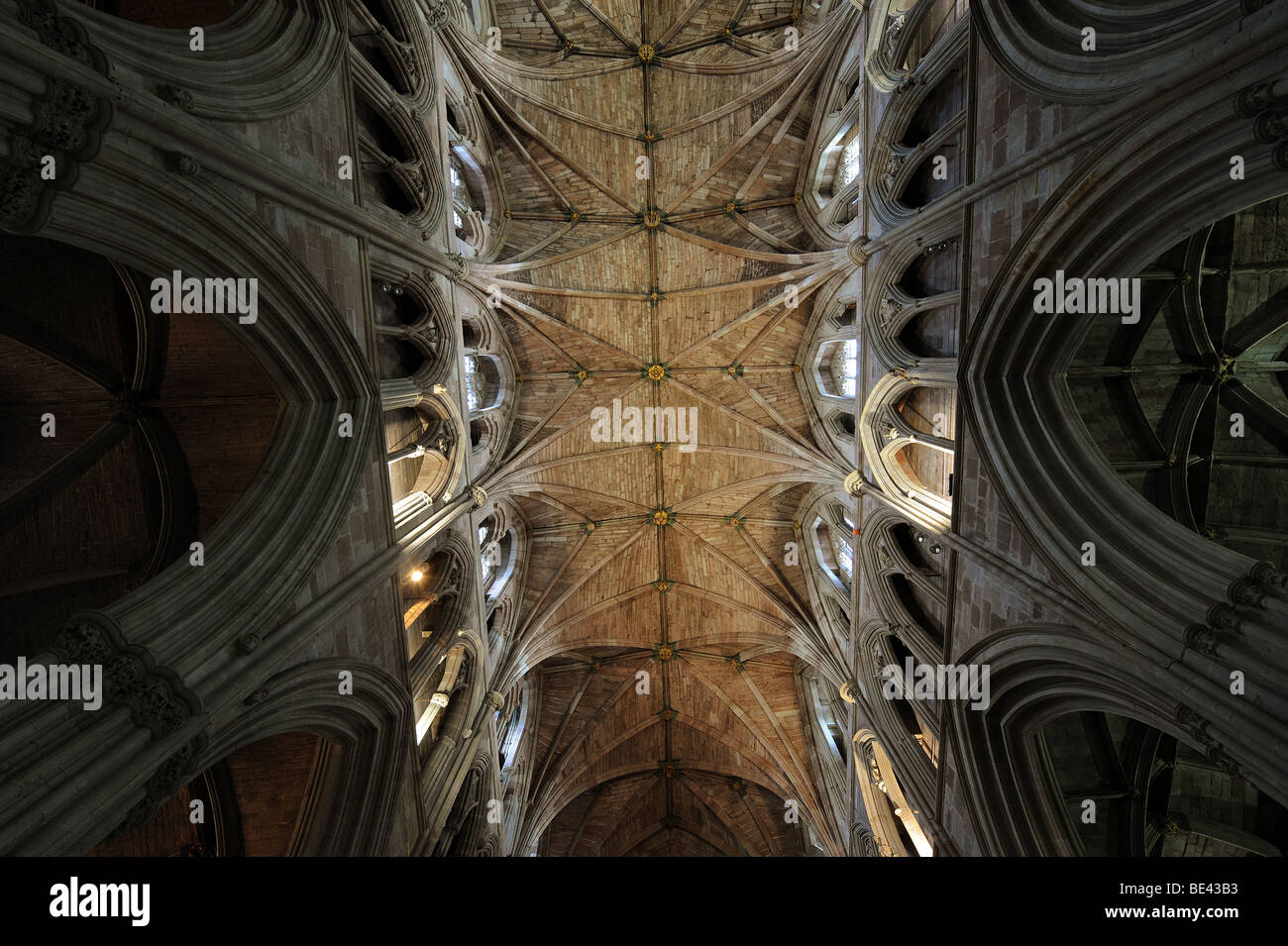 Interior And High Vaulted Ceiling Of Worcester Cathedral As Late