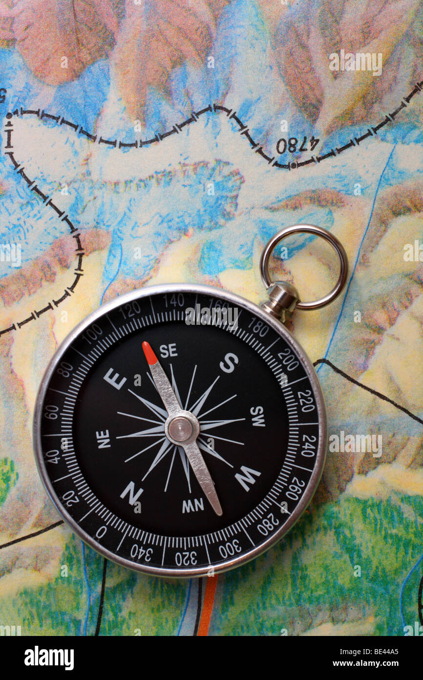 compass on geography map orientation concept Stock Photo Alamy