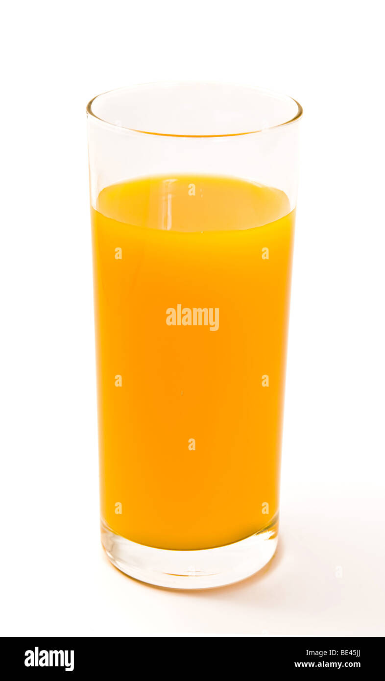 Glass of Orange juice isolated on white Stock Photo