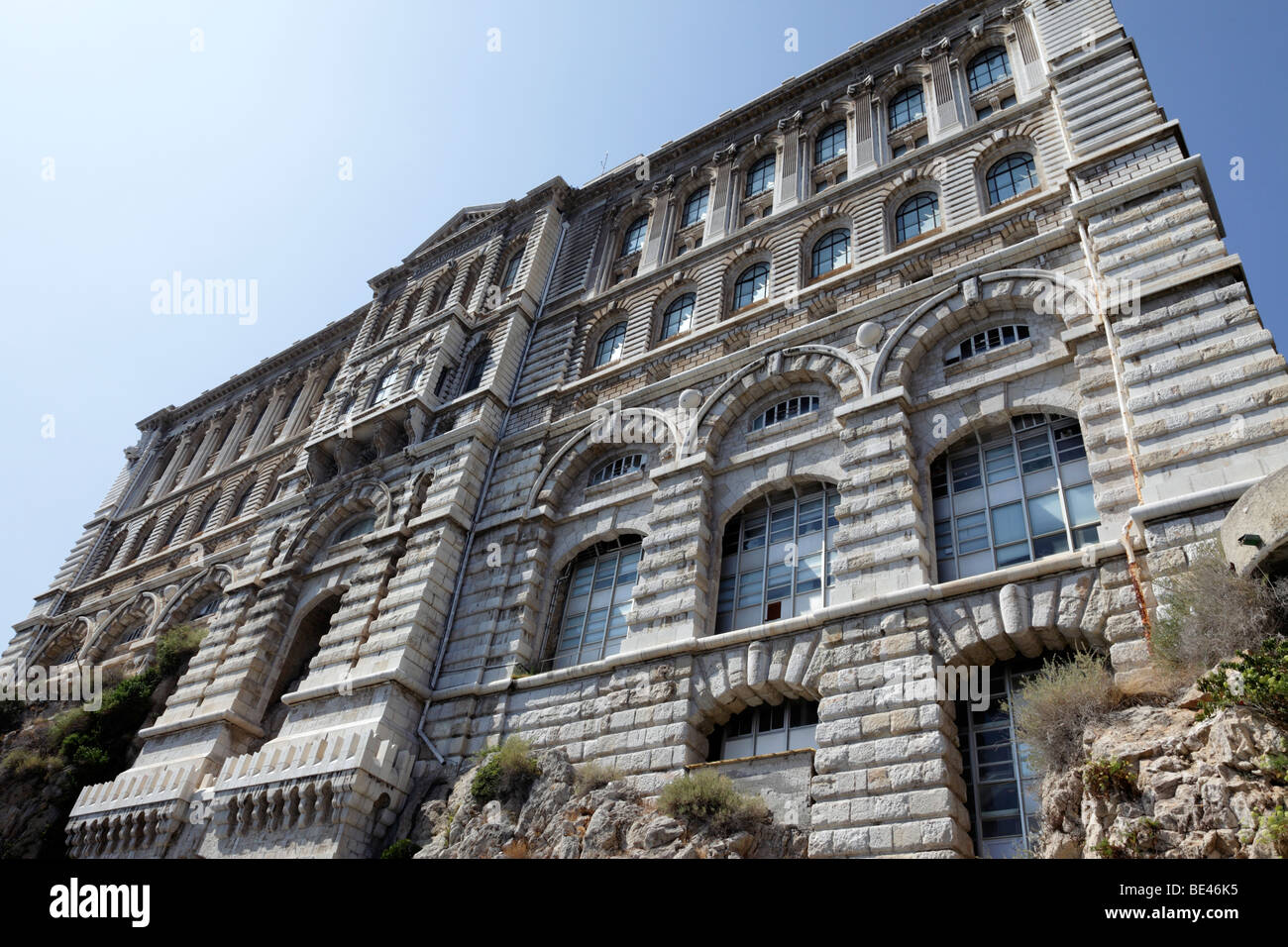facade of the oceanographic museum and research institute monaco south of france Stock Photo