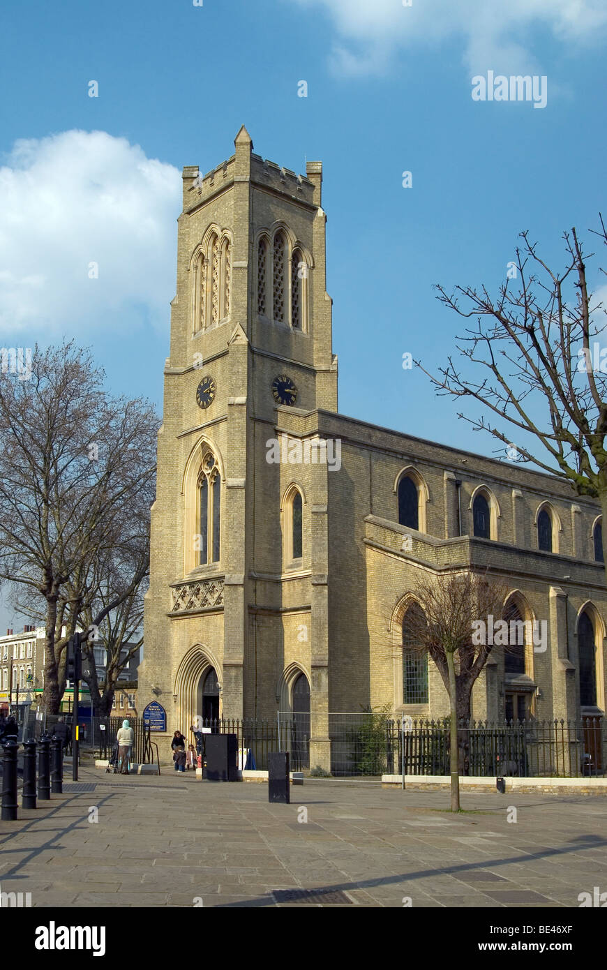 Portrait view of St. John's church Fulham Broadway methodist Stock ...