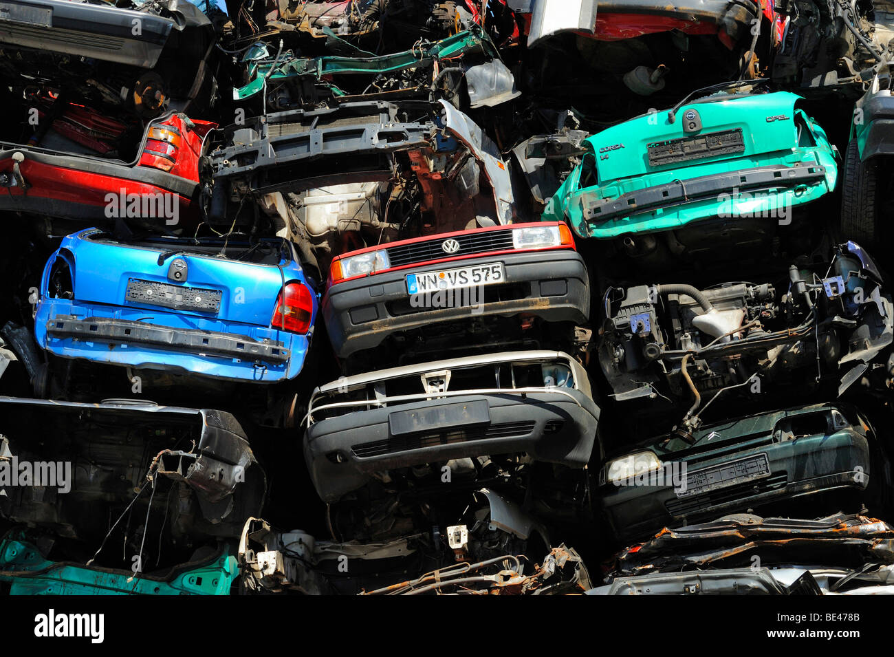 Old cars on a junkyard Stock Photo