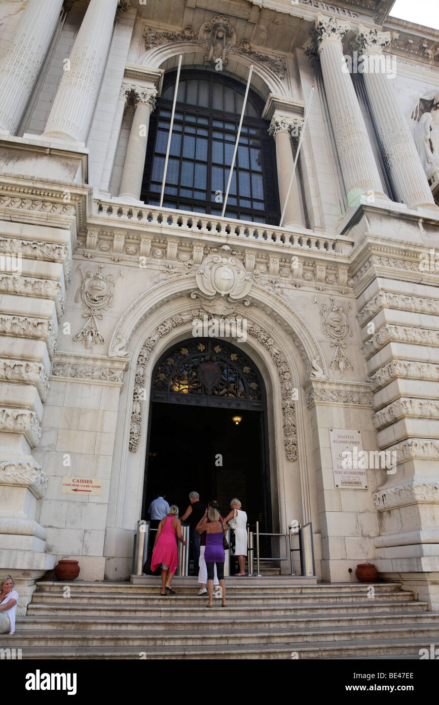 facade of the oceanographic museum and research institute monaco south of france Stock Photo