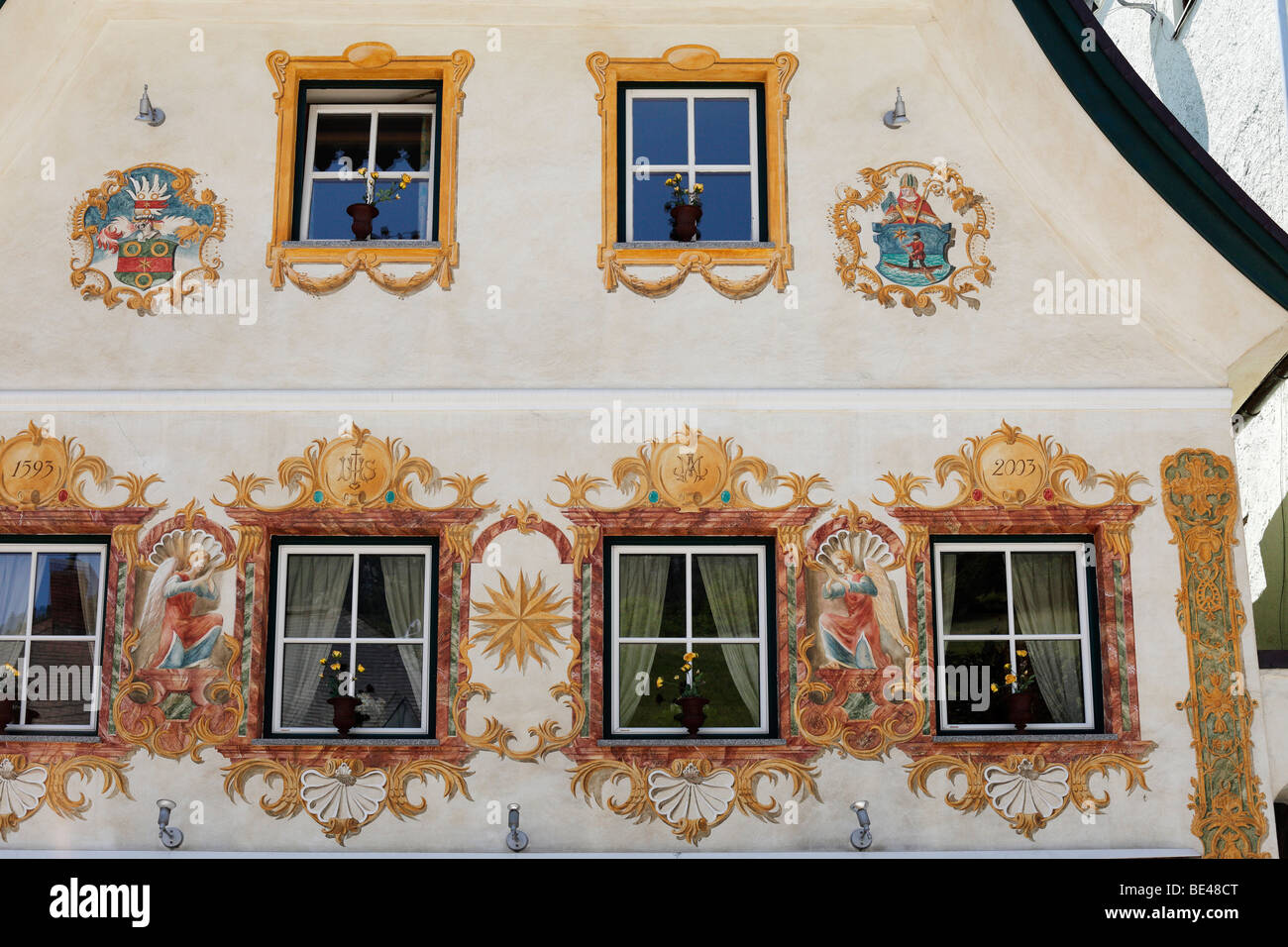 Painted house facade, St. Wolfgang, Salzkammergut region, Upper Austria, Austria, Europe Stock Photo