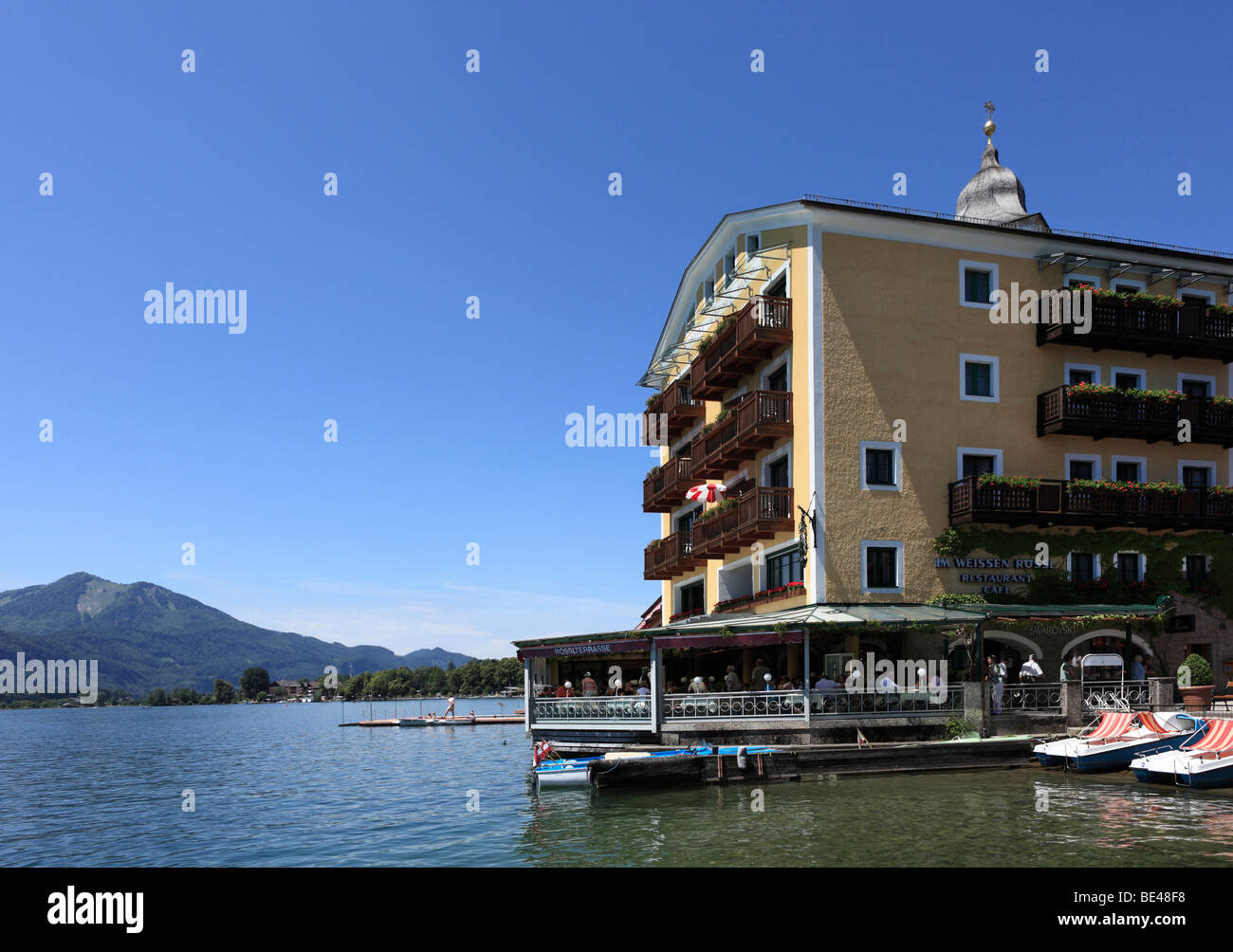 Hotel Weisses Roessl, St. Wolfgang, Wolfgangsee lake, Salzkammergut region, Upper Austria, Austria, Europe Stock Photo