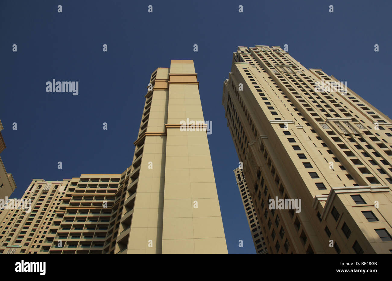 Tower blocks on Jumeirah Beach in Dubai Stock Photo