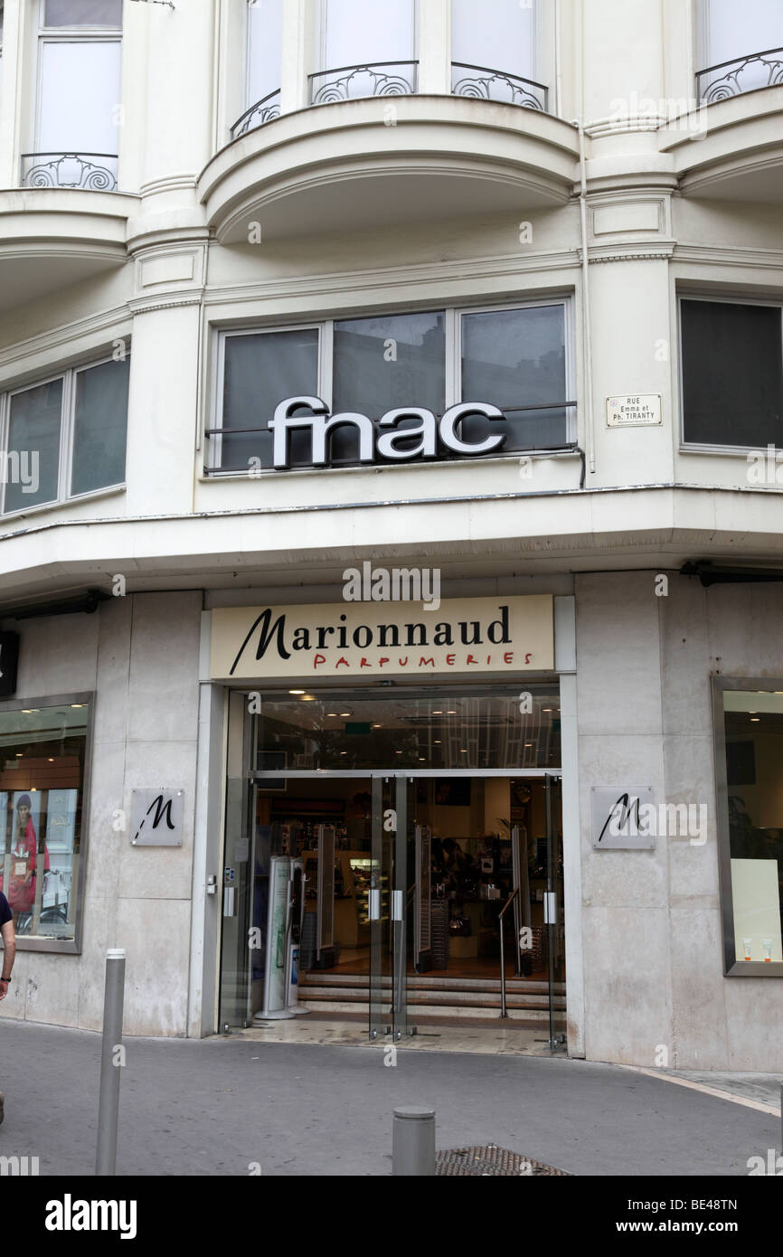 entrance to fnac a store selling electronics and dvd's along avenue jean medecin nice south of france Stock Photo