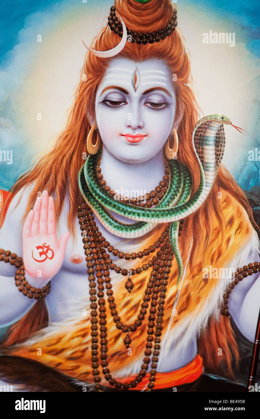 Lord Shiva on a hindu poster. India Stock Photo - Alamy