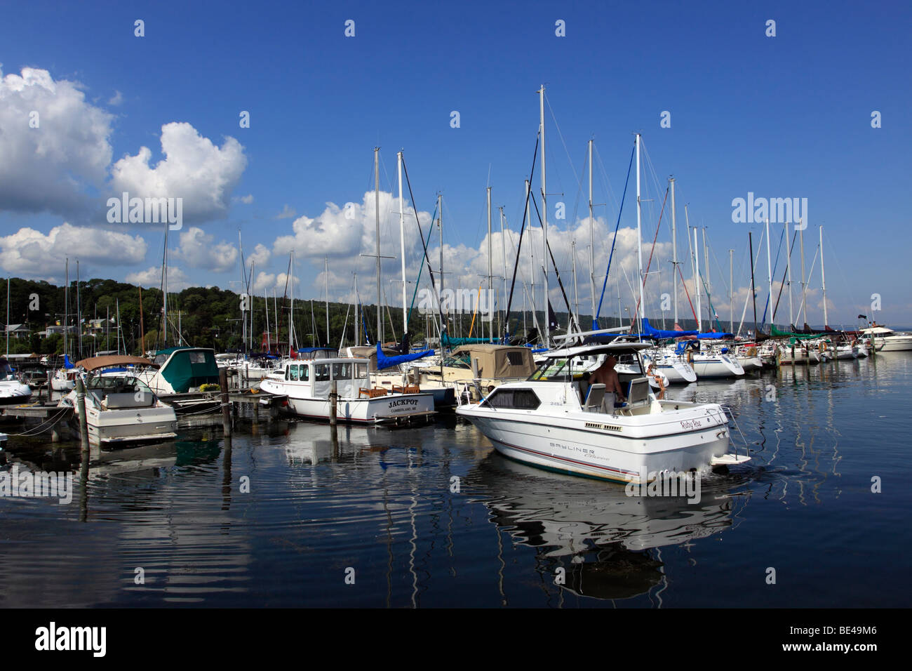 Marina and harbor on Seneca Lake, Watkins Glen, NY Stock Photo