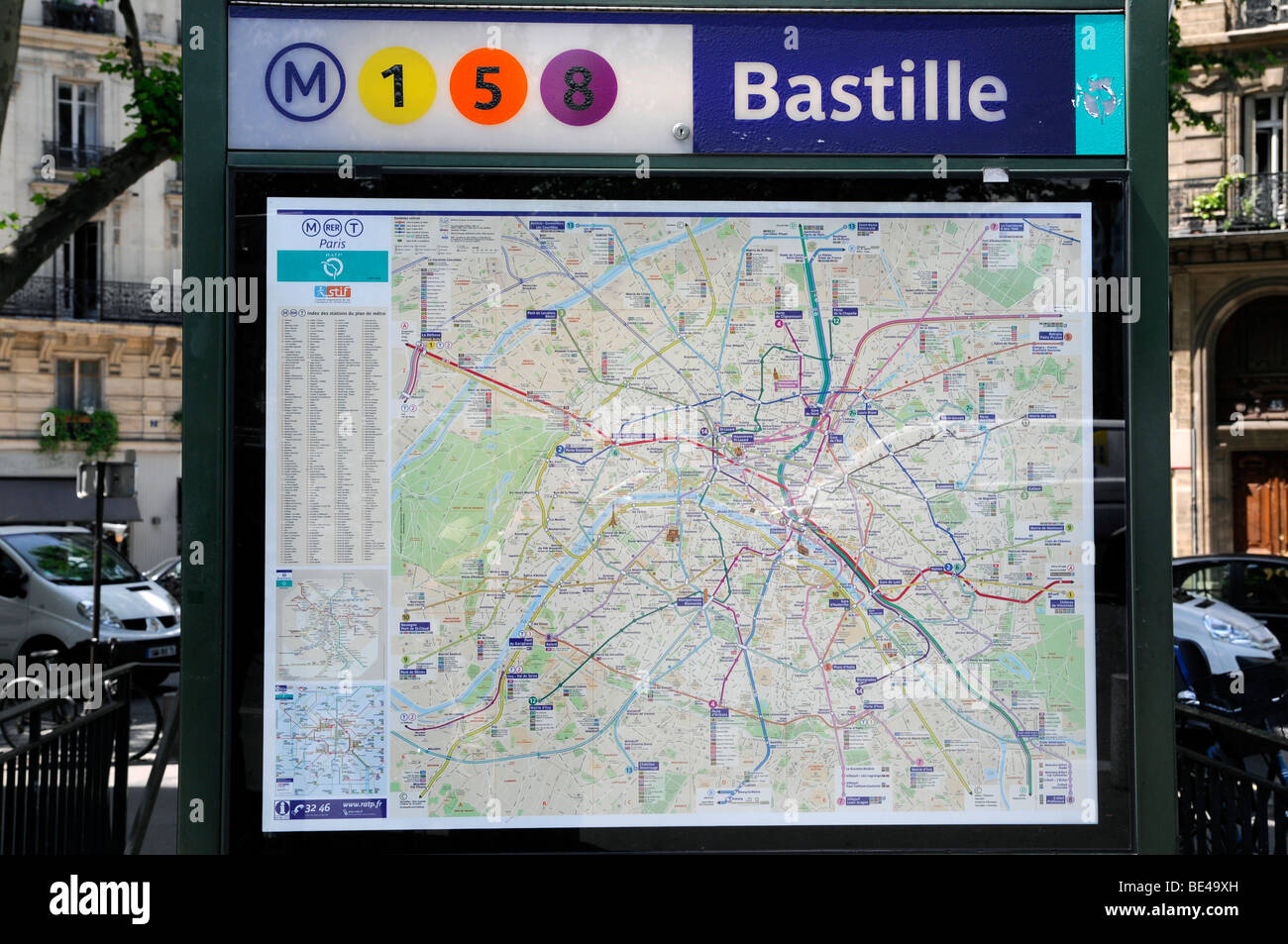 Metro sign, Bastille, Paris, France, Europe Stock Photo