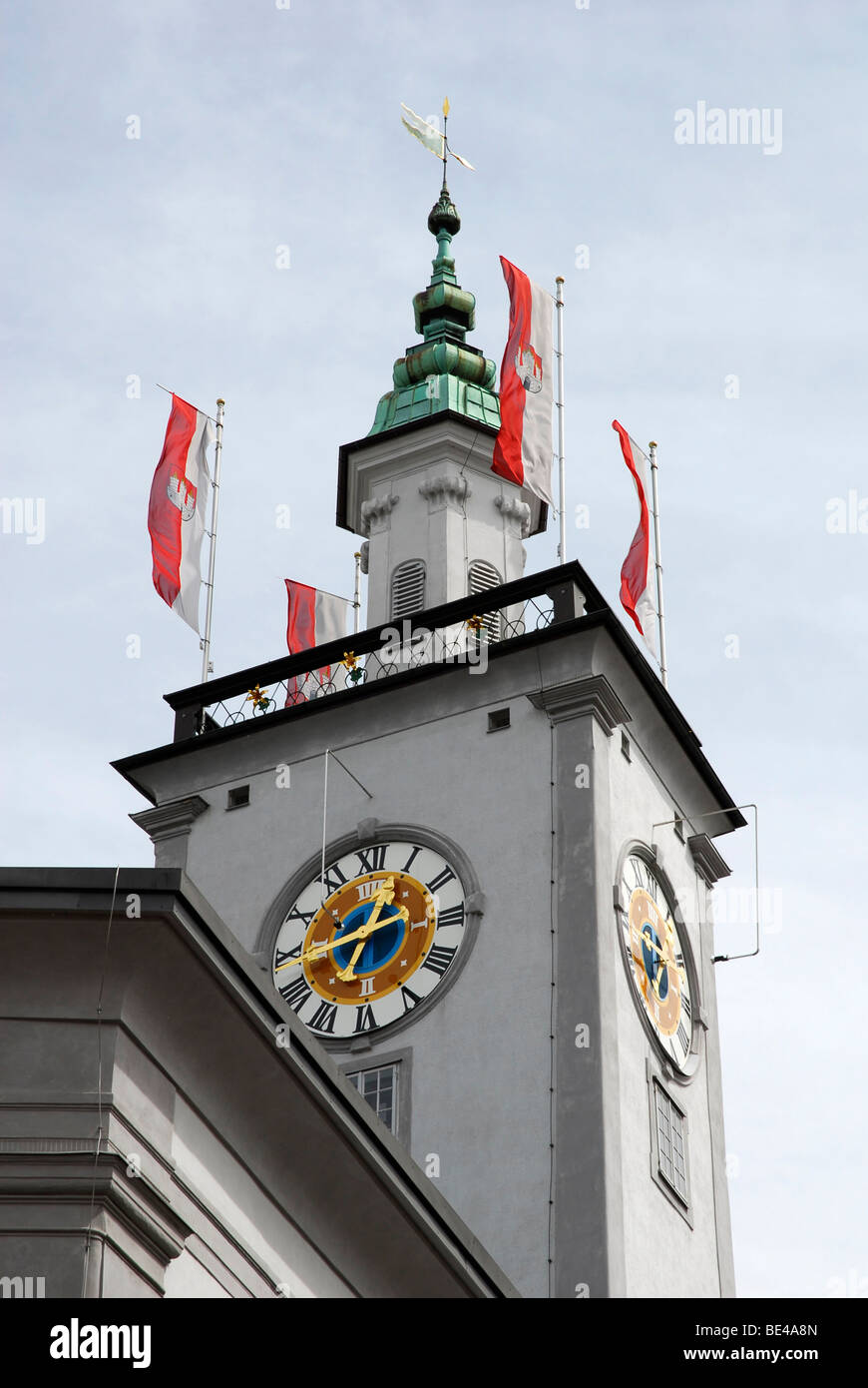 Old city hall with banners, old town, Salzburg, Salzburger Land state