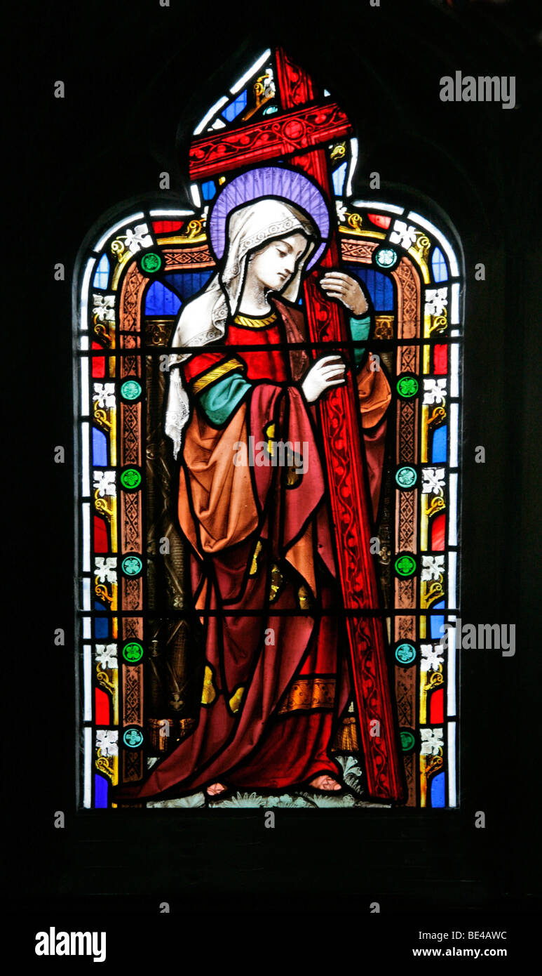 A Stained Glass Window Depicting Saint Faith, St John the Evangelist Church Washingborough, Lincolnshire Stock Photo