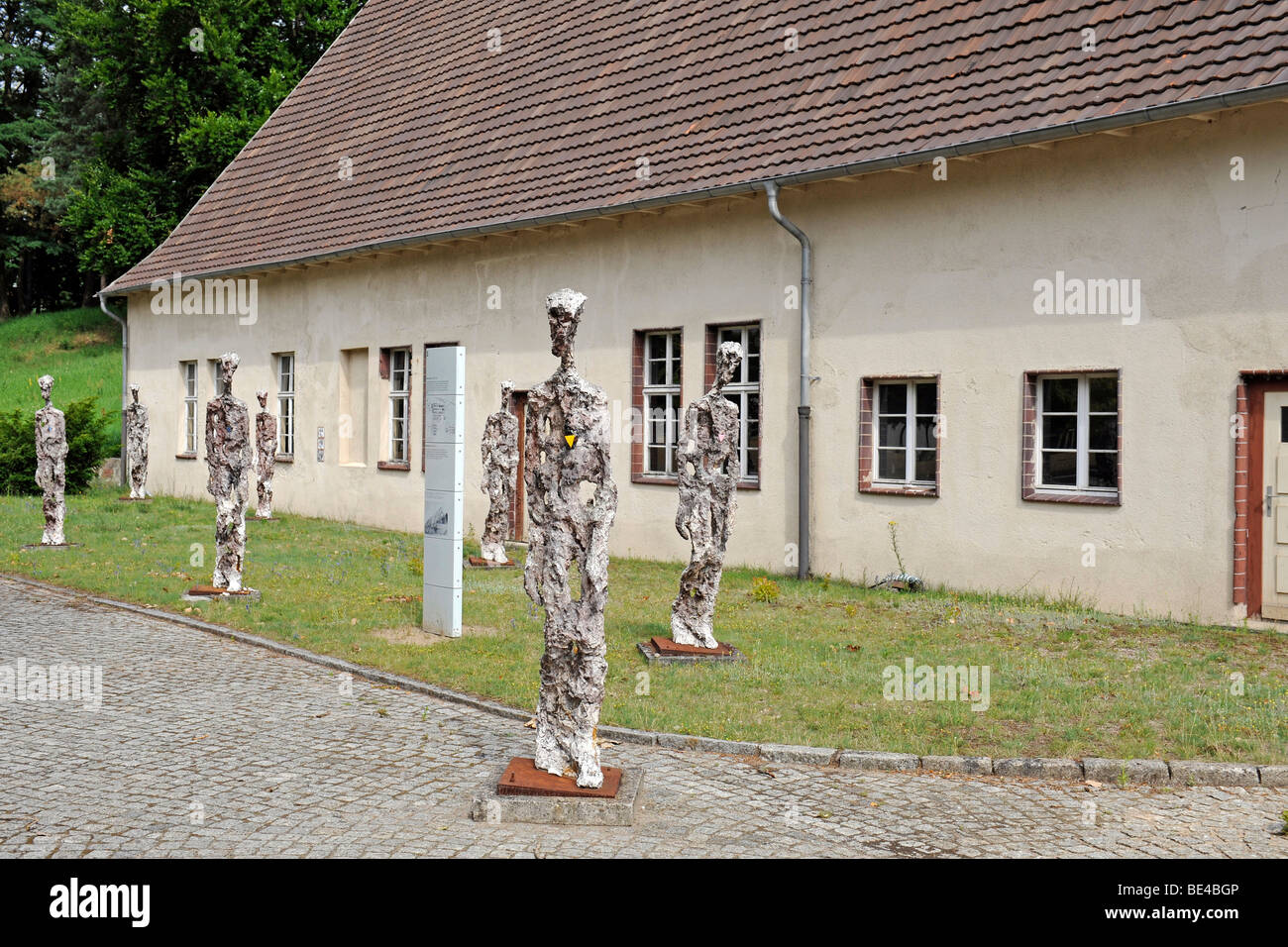 Bronze statues of former inmates in the former waterworks of the women's concentration camp Ravensbrueck, Brandenburg, Germany, Stock Photo
