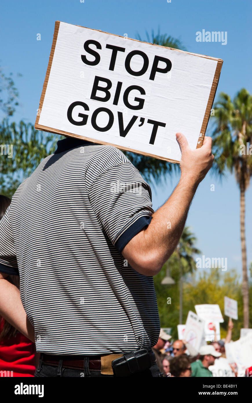 citizens protesting government policies at a Tea Party rally in Arizona Stock Photo