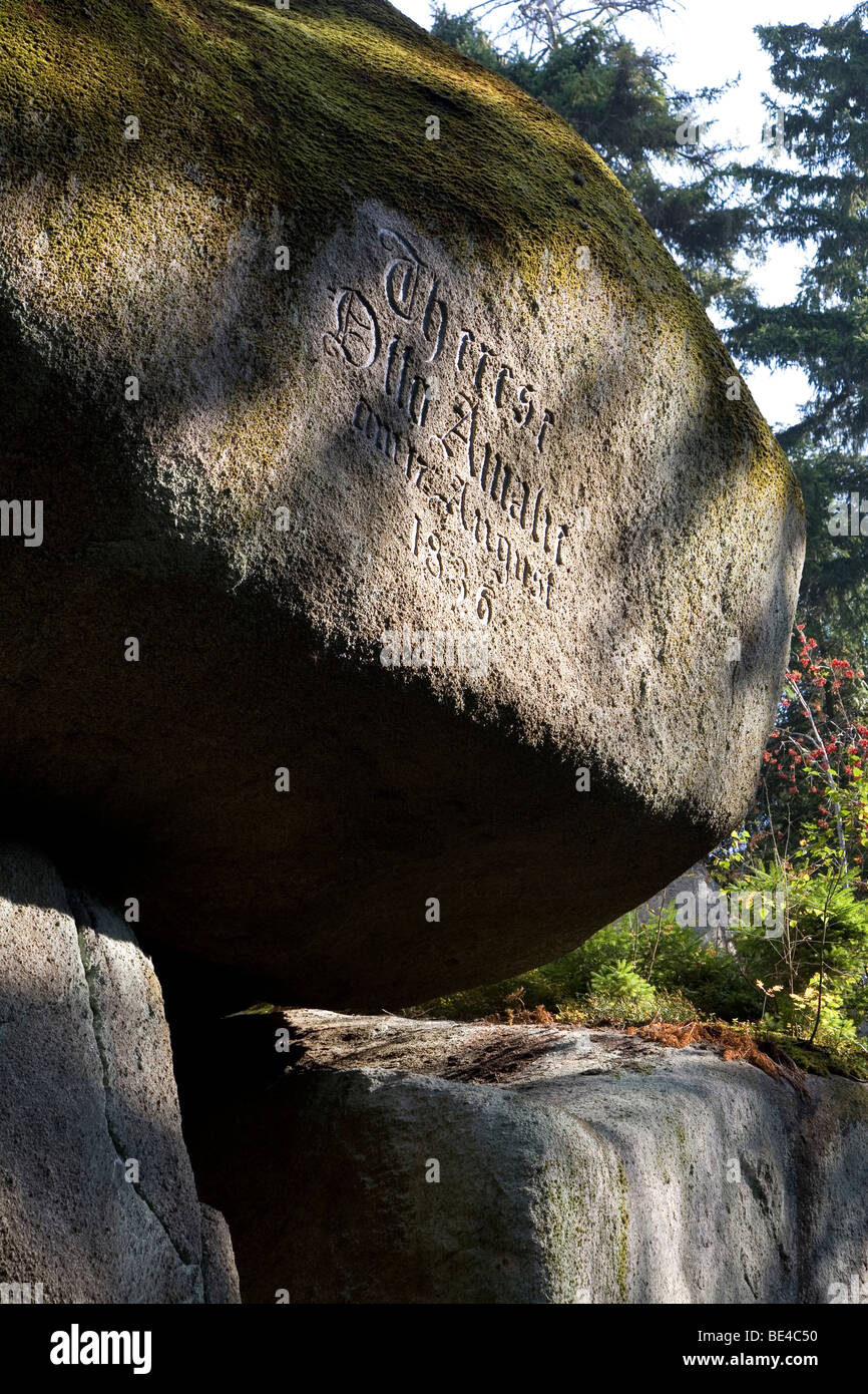 rock labyrinth, Koesseine, Fichtelgebirge, Germany . Queen Therese of Bavaria, her son Otto and Amalie visited it in august 1836 Stock Photo