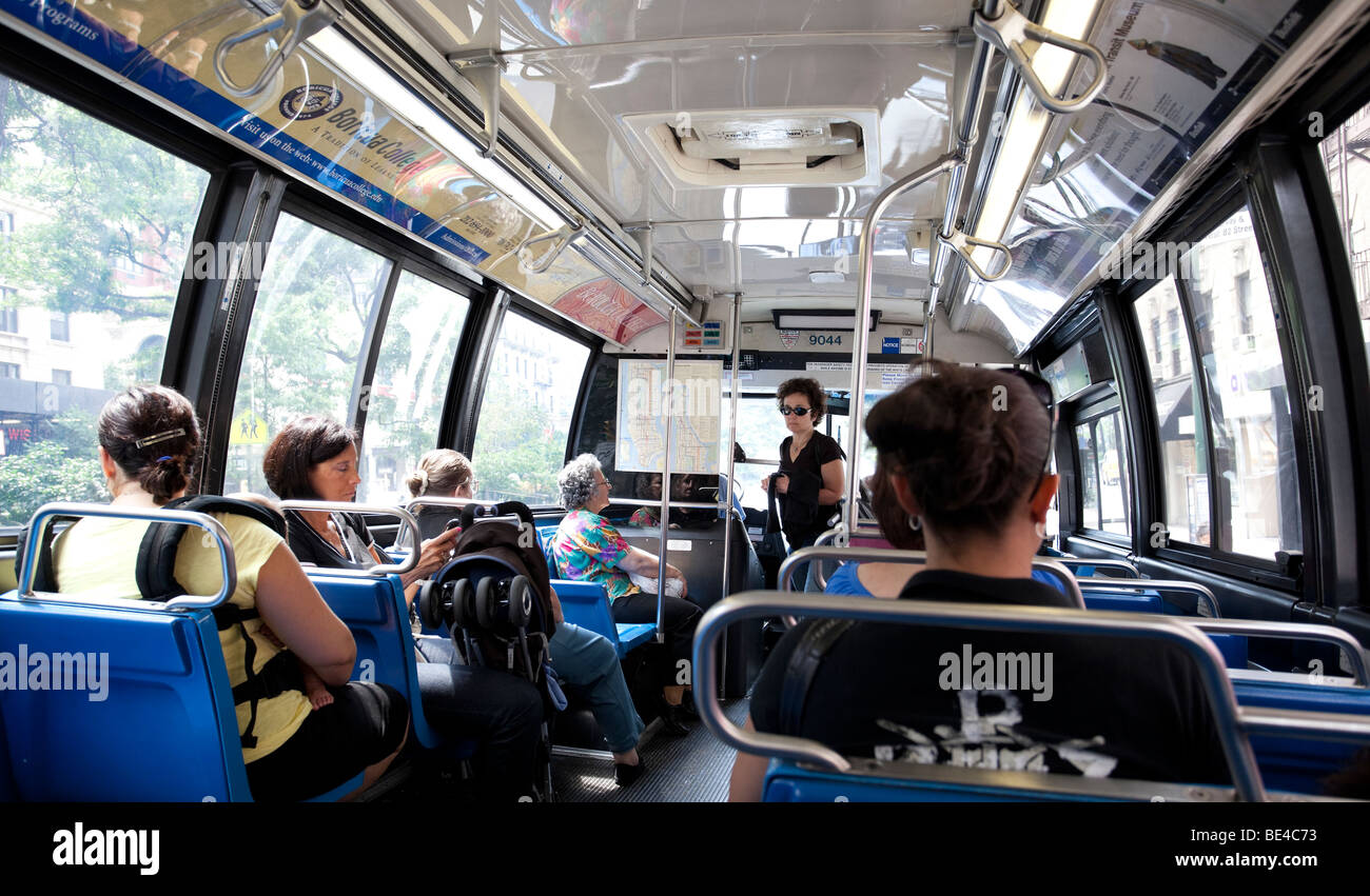 Daily city life: bus ride, New York City, USA Stock Photo