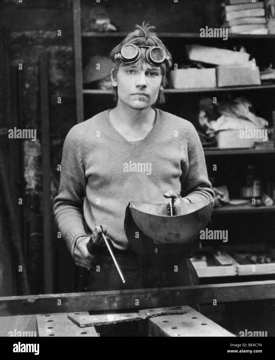 Welder, Leipzig, GDR, East Germany, historical photo, about 1978 Stock Photo