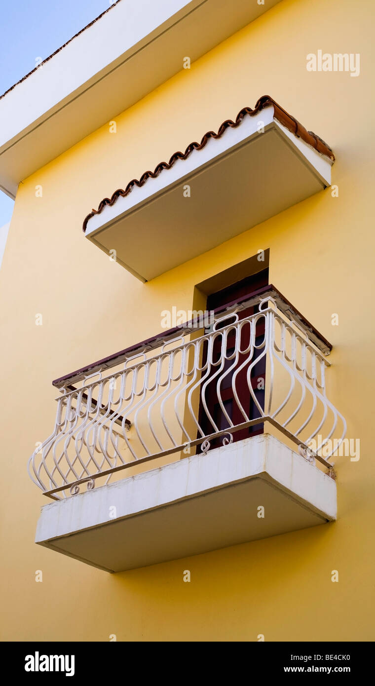 Housefront with balcony, Varadero, Cuba Stock Photo